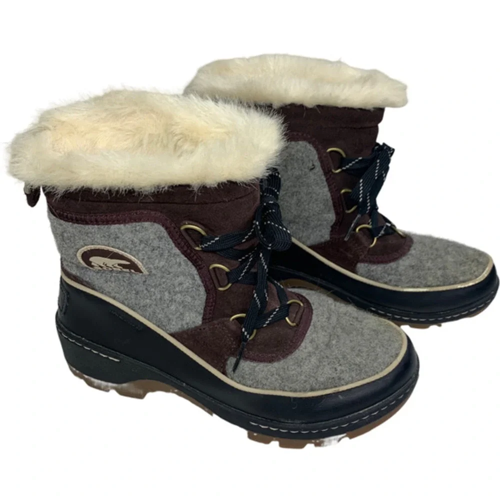 SOREL‎ Gray Tivoli III Vegan Fur Winter Snow Boots